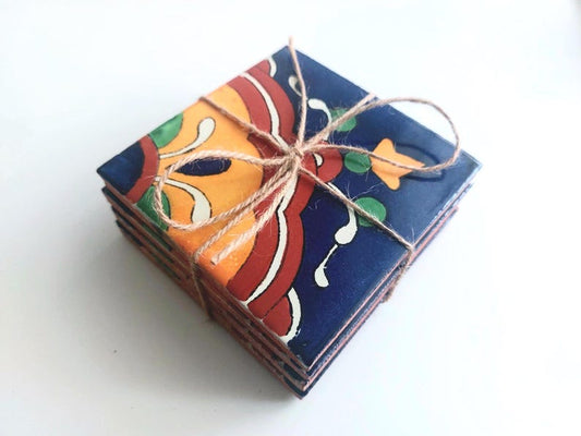 Ceramic Mix Blue, Brown and Yellow Coasters