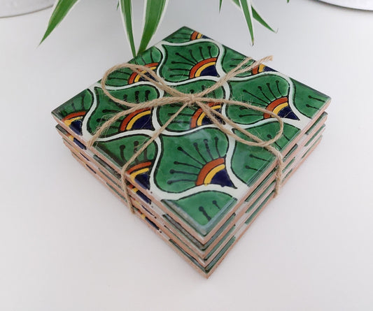 Ceramic Peacock Feather Coasters (set of 4)
