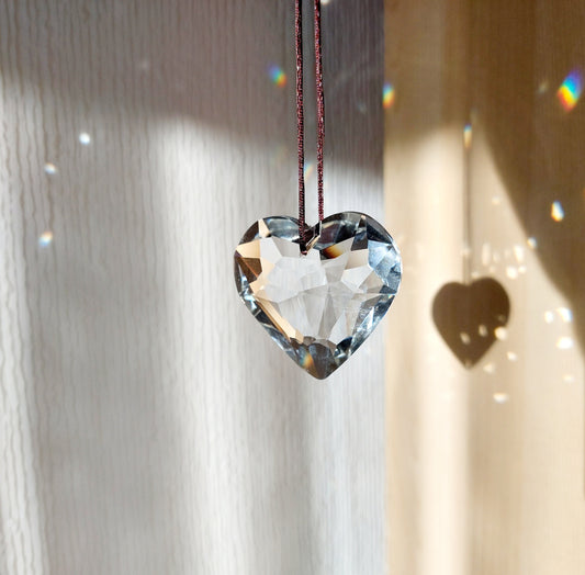 Heart Hanging Crystals Prism Rainbow Maker  45 mm