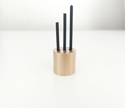 Stylish Minimal Gold Brass Cylinder Incense Stick Holder