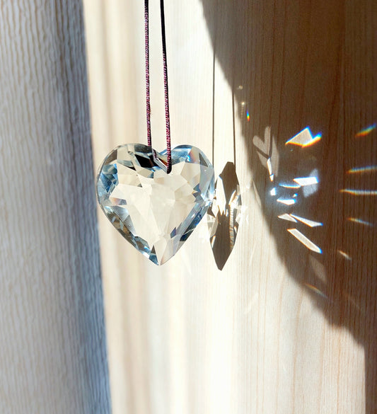 Heart Hanging Crystals Prism Rainbow Maker  45 mm