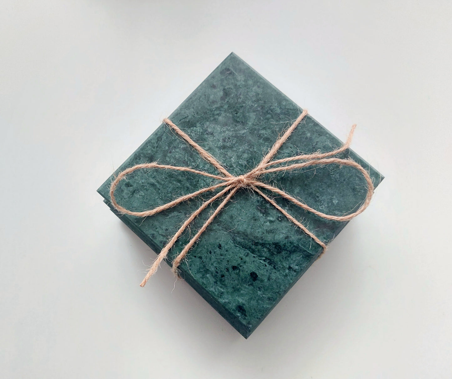 Smooth Natural Marble coasters set rich green