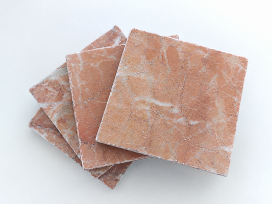 Rustic Tumbled Natural Rose Marble Coasters set