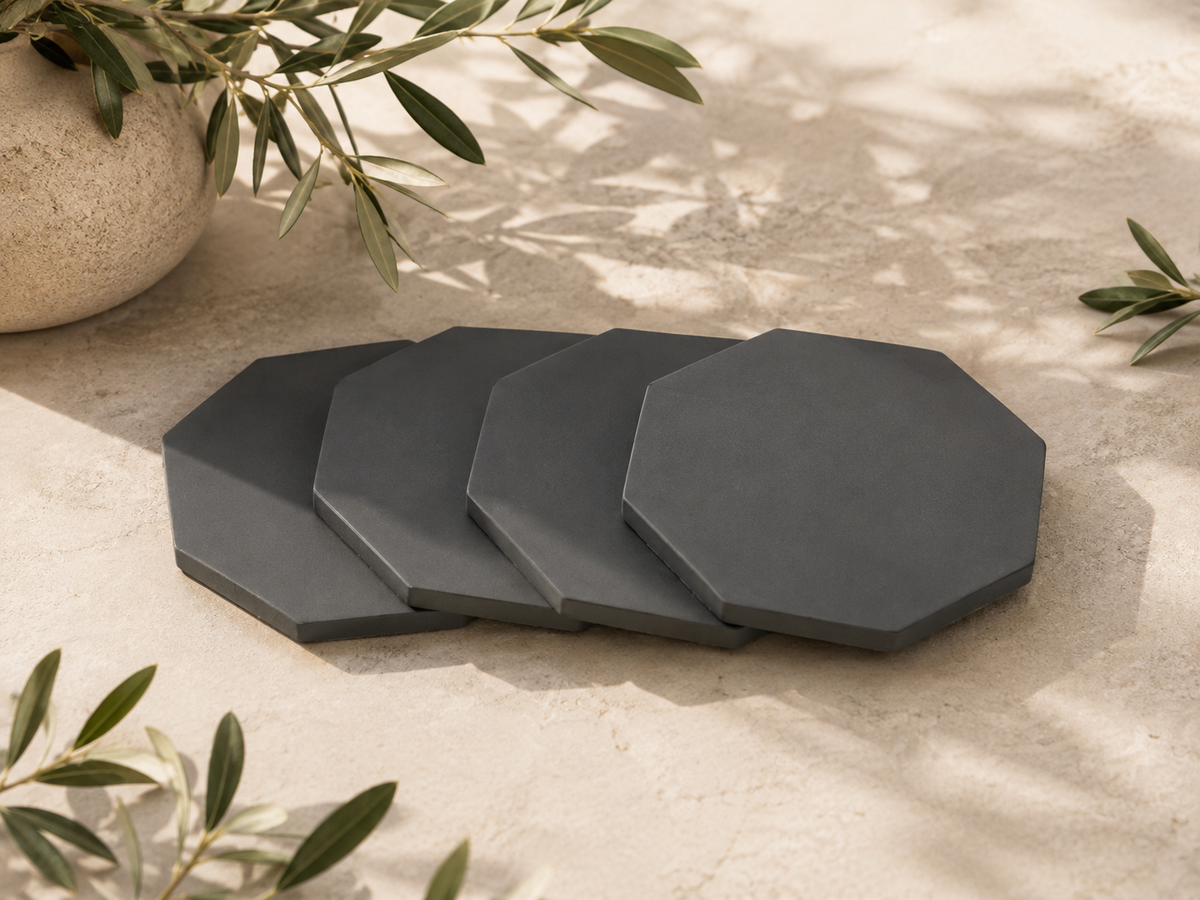Ceramic Matte Black Octagon coasters (Set of 4 )
