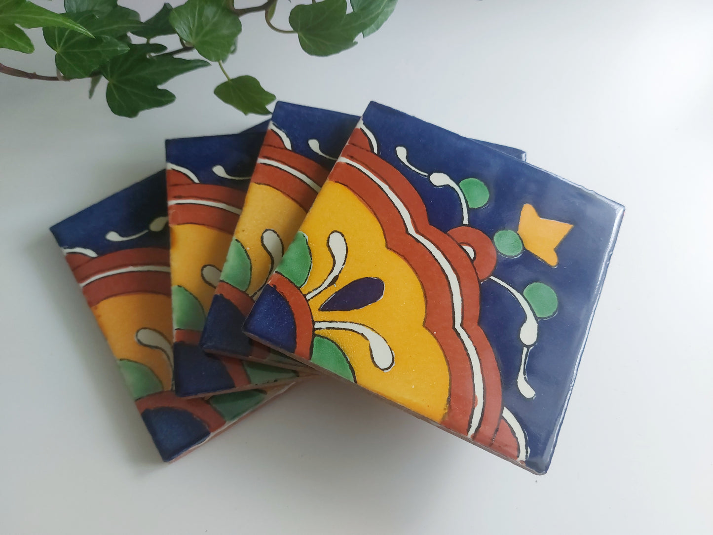 Ceramic Mix Blue, Brown and Yellow Coasters
