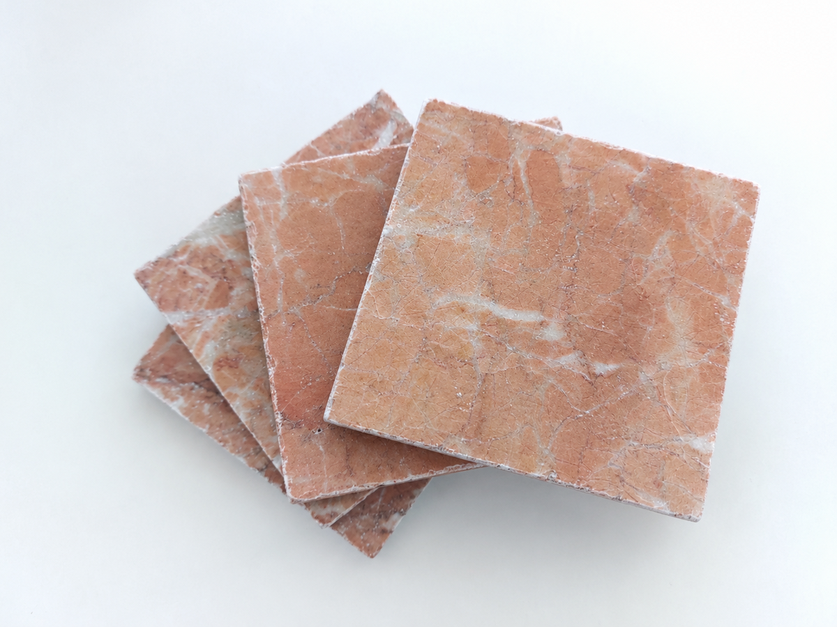 Rustic Tumbled Natural Rose Marble Coasters set