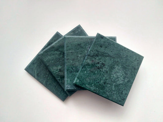 Smooth Natural Marble coasters set rich green