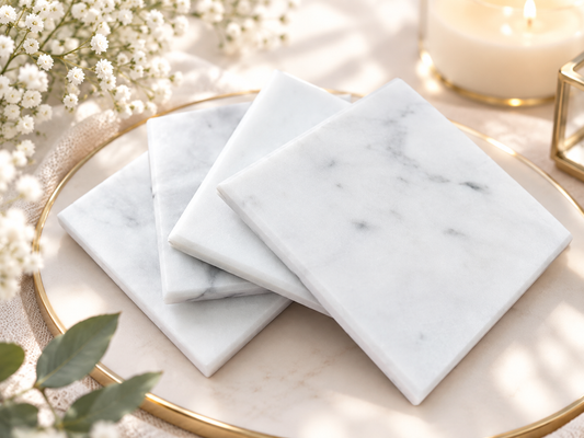 Smooth Natural Marble coasters set