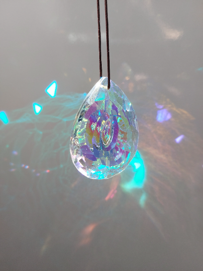 Large Hanging Crystal Prism   Rainbow Maker Suncatcher 76mm