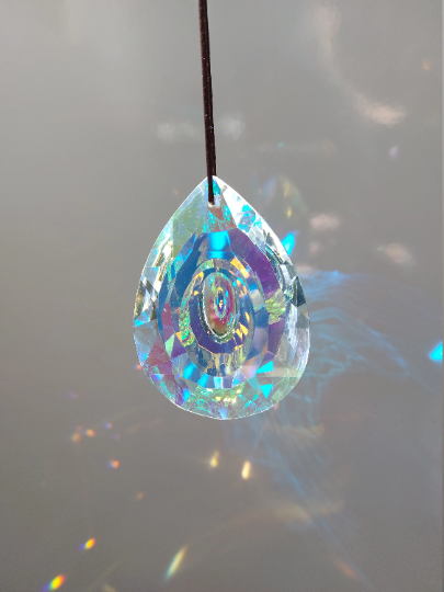 Large Hanging Crystal Prism   Rainbow Maker Suncatcher 76mm
