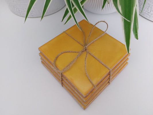 Ceramic Yellow Coasters (Set of 4)